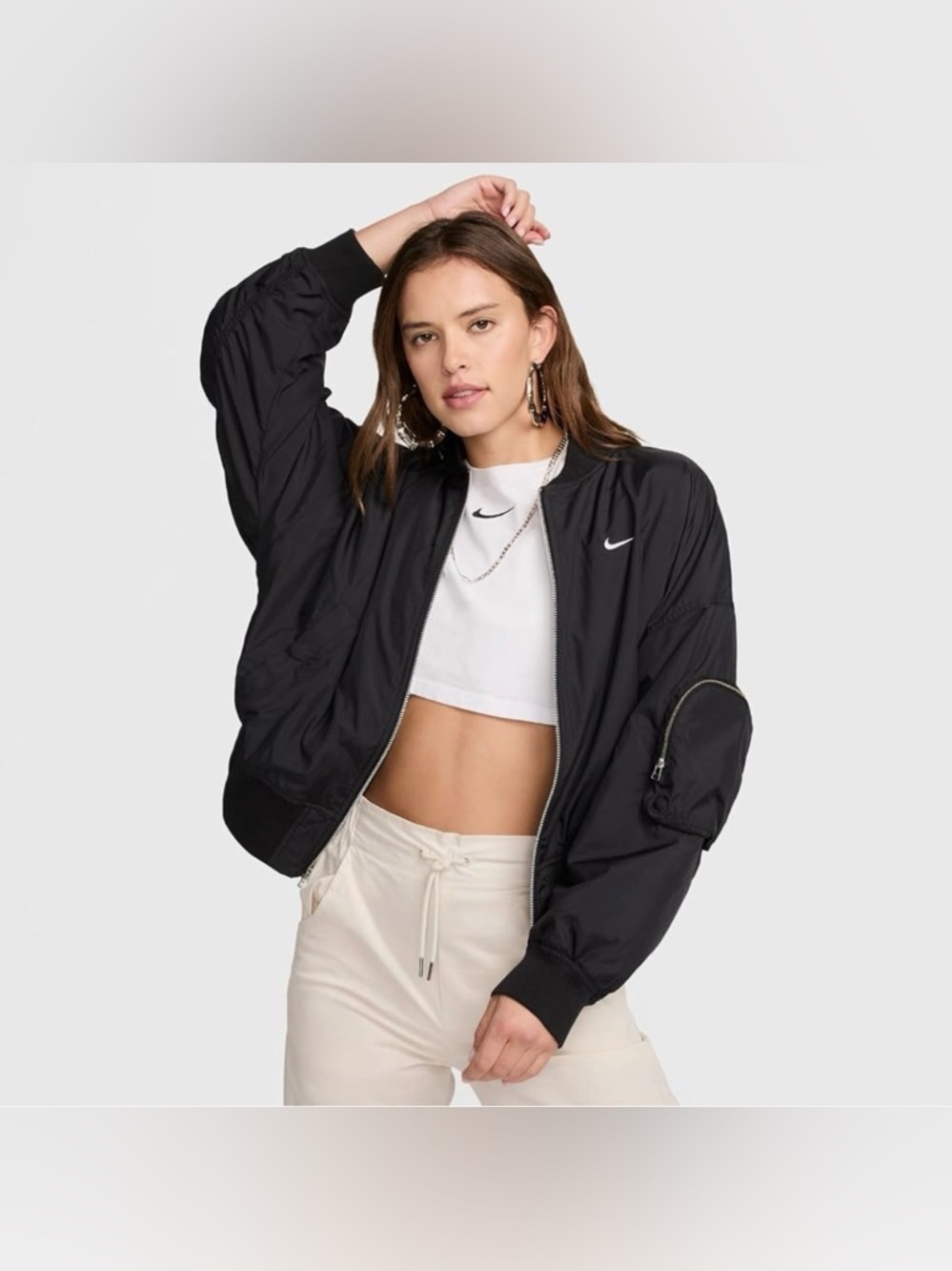 Nike Sportswear Essential Women's Oversized Bomber Jacket in Classic Black